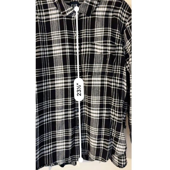 GAP Plaid Flannel Long Sleeve Button Up‎ Shirt women's XL Black White - Picture 3 of 10